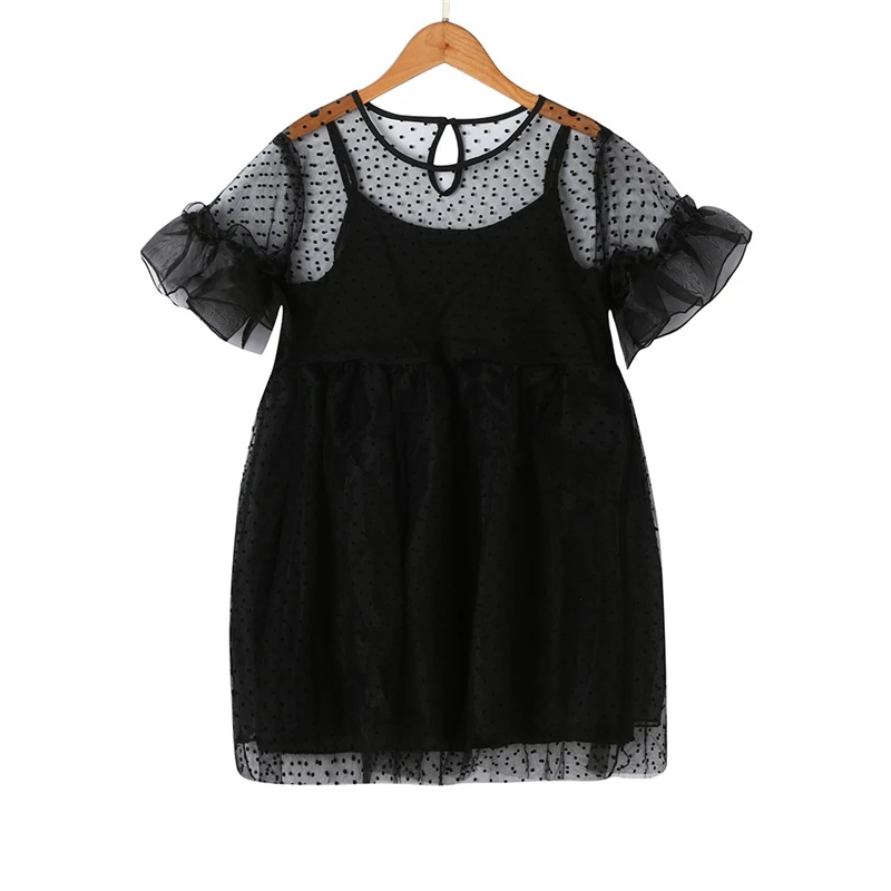 2019 Princess Elegant Dress For Girl Wedding Children Infant Kid Girls Solid Dot Net Yarn Casual Princess Dress Clothes V3$ (5)