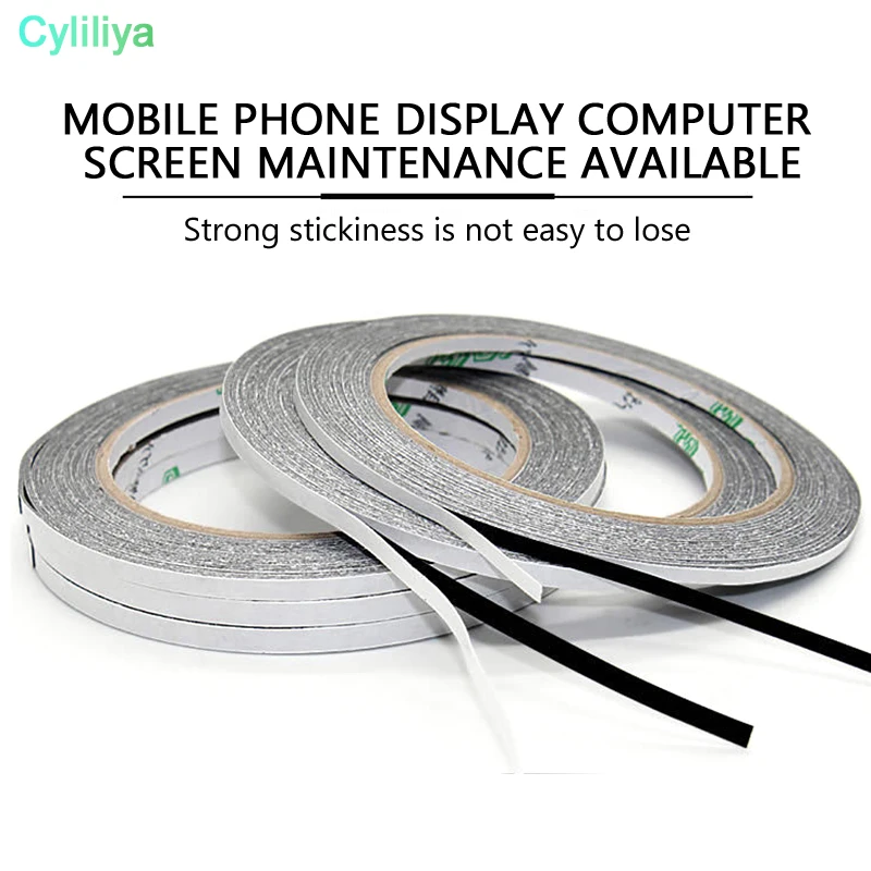 50pcs/lot 2 mm * 50 M 3 M black double sided adhesive tape for mobile