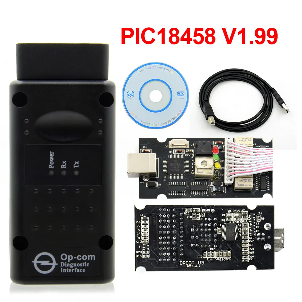 Op-com V1.99 с PIC18F458 FTDI op-com obd 2 считыватель кодов Авто диагностический инструмент для O-pel OPCOM шина сети локальных контроллеров V1.7 может быть обновление вспышки