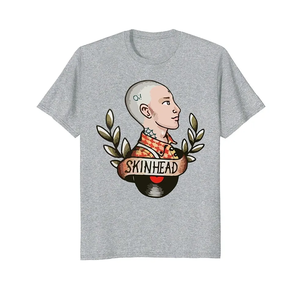 

Newest 2018 Men'S Fashion Summer Short Sleeves Cotton T-Shirt Skinhead Old School Tattoo Skinhead Best T Shirt