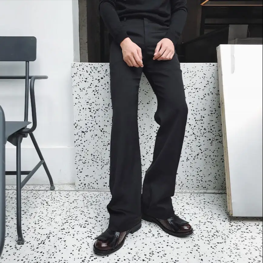 S-5XL мужская одежда брюки модные повседневные брюки с широким клешем мужской плюс размер черный певица костюмы новая весна и лето - Цвет: Черный