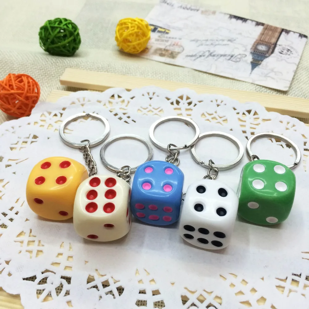 100pcs/lot Hot Dice Keychain Packet Bag Pendant Key Chain Creative Ring