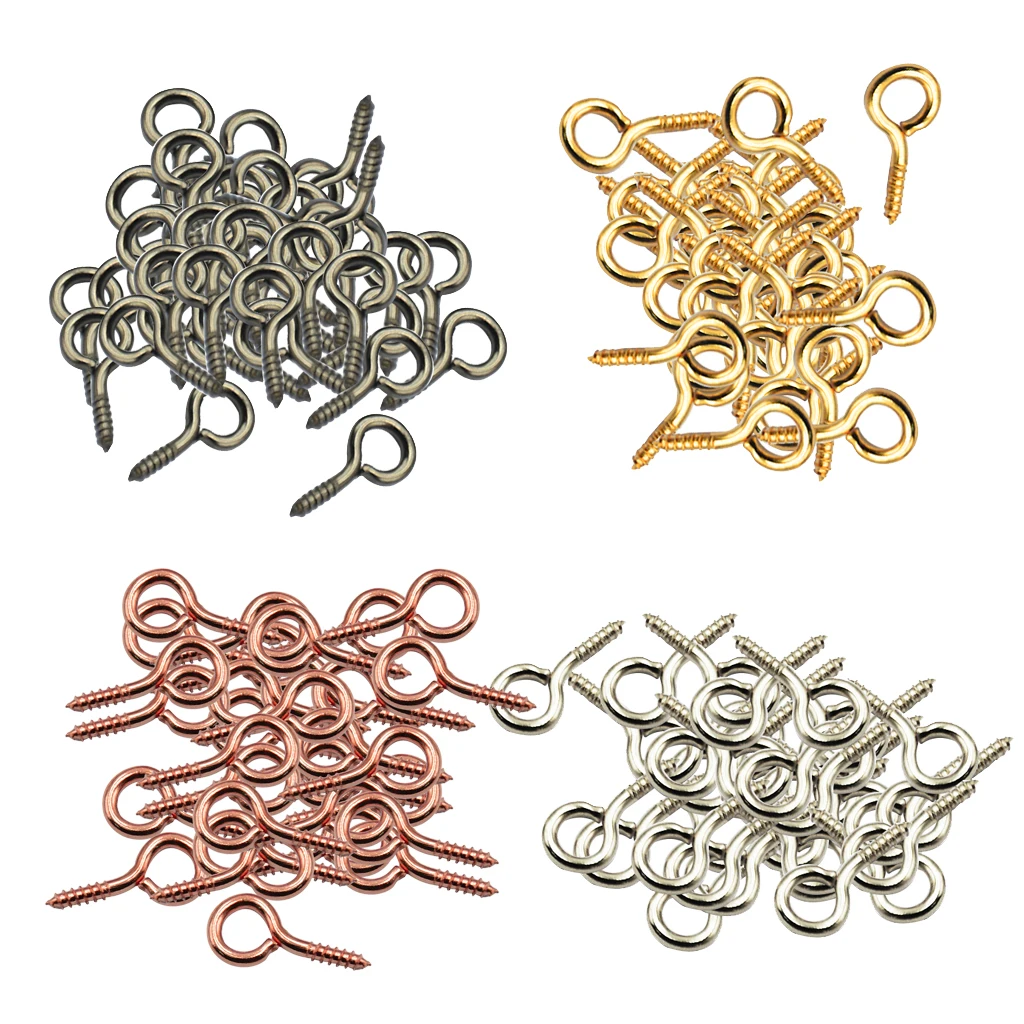 200pcs Small Screw Eyes Pins Eyepins Hanging Hooks Eyelets Threaded Hardware
