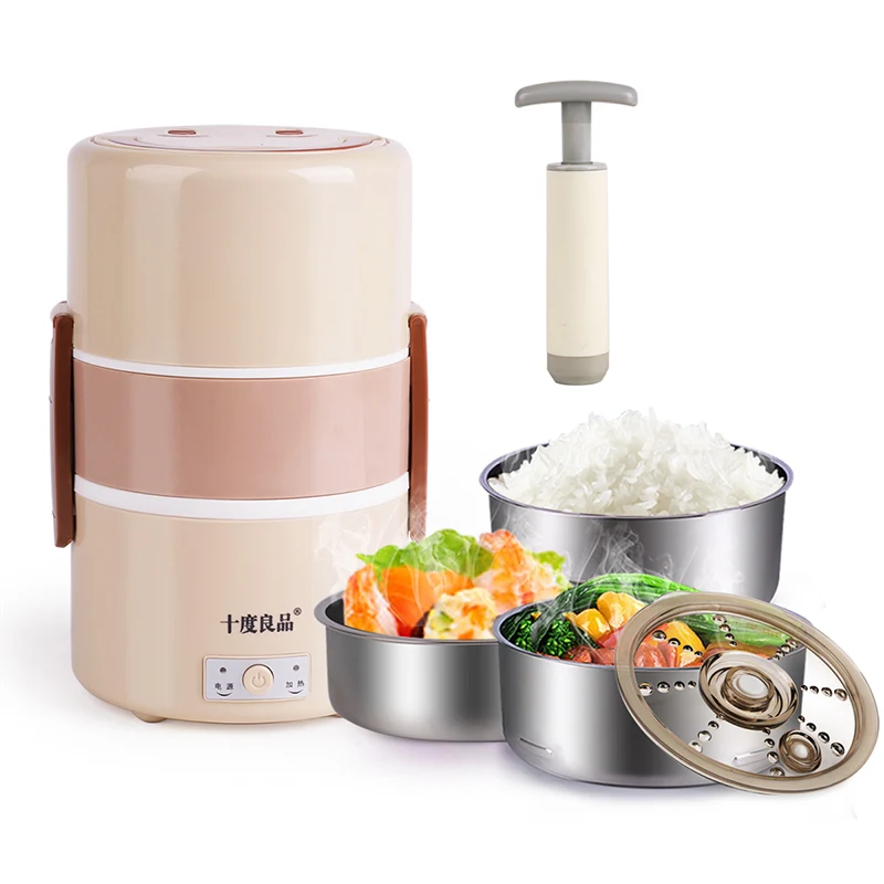 Electric Lunchbox Rice Cooker Three Layers Vacuum Preservation Plug In Insulation Heating Steamed Rice 1.8L 1-2 People Electric Lunchbox Rice Cooker Three Layers Vacuum Preservation Plug In Insulation Heating Steamed Rice 1.8L 1-2 People