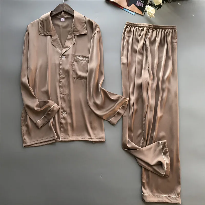 Men Pajamas Sets Spring Summer Sleepwear Pyjamas Silk Pijamas Men Elegant Nightwear Nightsuits Sleep Lounge Home Clothes