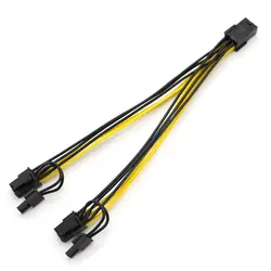 Ul1007 18awg pci-e 6pin женский двойной 8pin (6 + 2) y-разветвитель видеокарта Адаптеры питания кабель