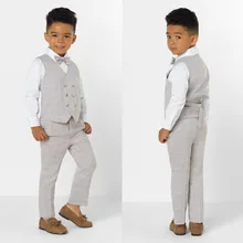 Новое поступление, одежда для мальчиков, детские костюмы с лацканами, одежда, выполненная на заказ, комплект из 2 предметов, костюмы для выпускного вечера(штаны+ галстук+ жилет) 016