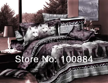 

3D oil painting bedding sets cover ,3d oil painting wolf print,wolf bed linen,Wolf Bedding sets 4pc