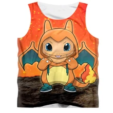 Новая мода пары мужчин женщин унисекс жилет без рукавов аниме Dragon Ball Покемон Электрический огонь Гра 3D печать Повседневная майка Тройник