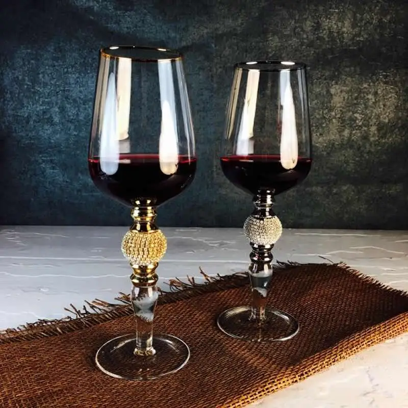 

Exquisite luxury glass wine cup Unique Royal imitate diamond Art wine glass
