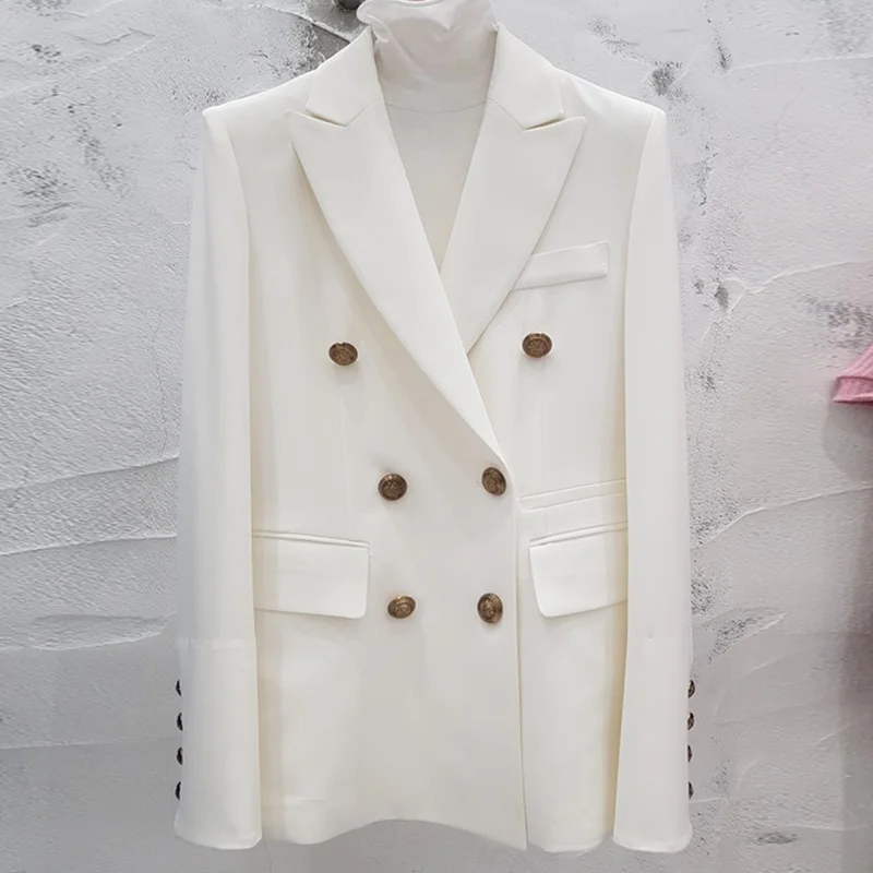 

Women's jacket white suit female spring new fashion temperament overalls suit professional elegant fashion ladies pioneer jacket
