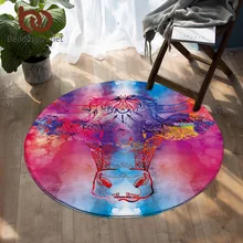 Постельные принадлежности, Outlet, акварельные коврики для гостиной, разноцветный круглый ковер из коровьей кожи, красный, синий, фиолетовый, напольный коврик, коврики с животными, 100 см