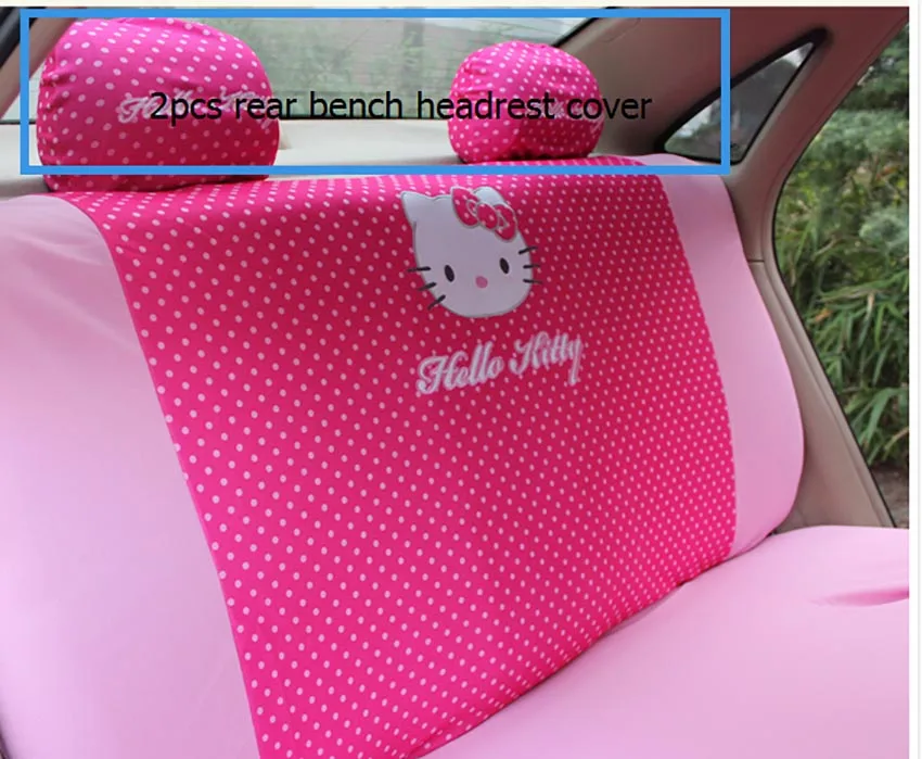 Универсальный мультфильм розовый Кот автомобильные чехлы на сиденья розовый Кот интерьер автомобильные аксессуары Styling-4pcs красный только для заднего сиденья - Название цвета: 4pcs