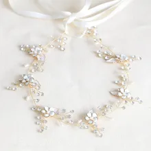Pretty Rhinestone Floral Wedding Headbands For Bride Pearl Bridal Jewelry Wedding Hair Accessories Women Headband Handmade