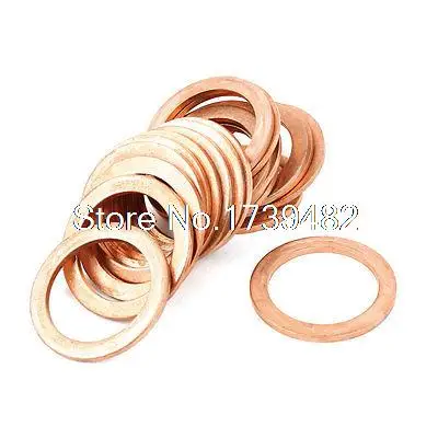 20pcs 22mm Inner Dia 2mm Thickness Copper Flat Washer Seal Gasket for Automotive 