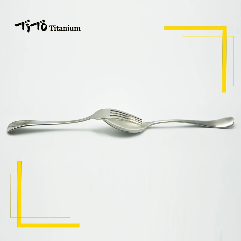 TiTo titanio pulido cuchara vajilla titanio tenedor ultraligero puro titanio Spork cubertería Camping cocina cuchara de titanio