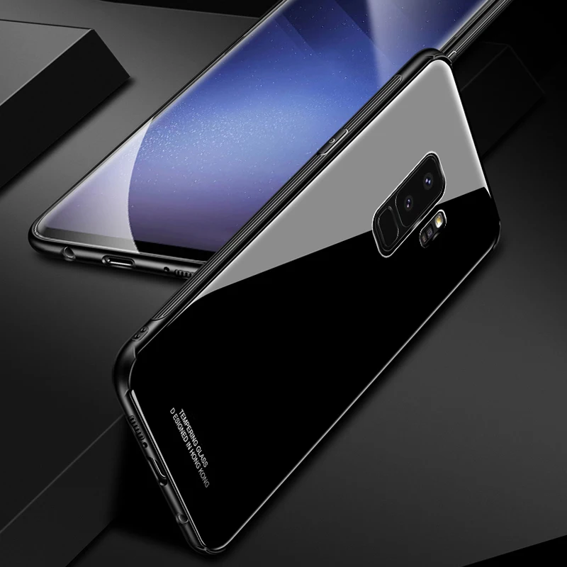 Чехол из закаленного стекла RZP для Samsung Galaxy S 8 9 NOTE задняя крышка Жесткий Бампер S8 S9