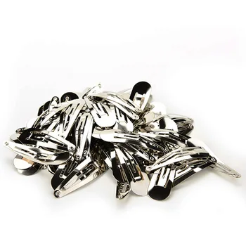 

100Pcs Silver Tone Snap Hair Clips 50mm Craft Bow Handmade for Kid Toddler Girl Hairgrip Hair Clip DIY Hair Styling Accessories