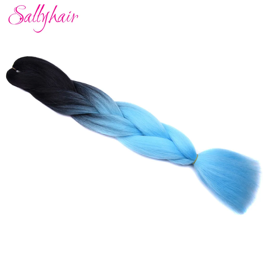 Sallyhair Омбре плетение волос для наращивания 2 тона цвет 1 упаковка 24 дюйма Высокая температура Большие синтетические косы объемные волосы черный - Цвет: T27/30/4