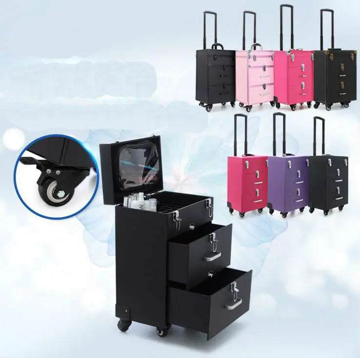 

Trolley Manicure Box Cosmetic Case Mute Cannon Professional with makeup hairdressing semi-permanent pattern toolbox