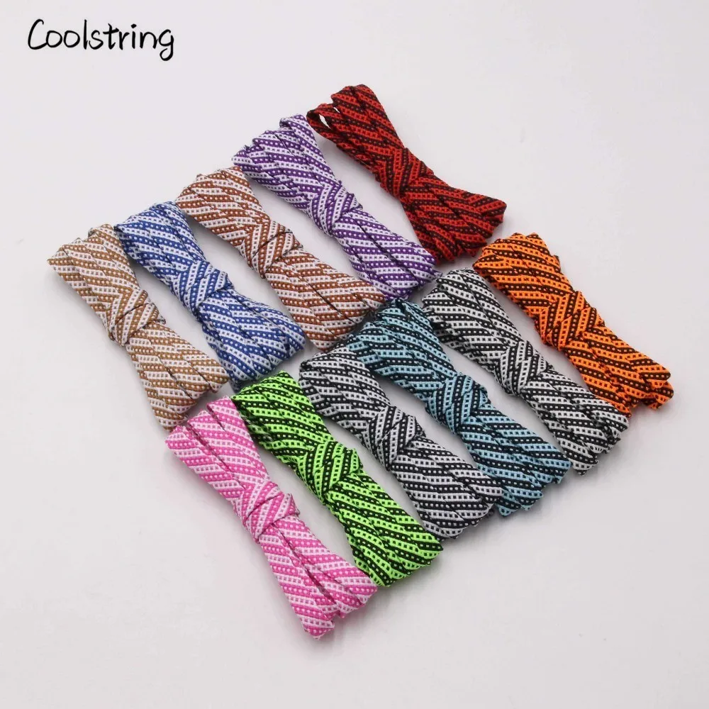 Coolstring 0.7cm Outdoor Trainer Shoestring Exclusive Polyester Flat Twill Checkered Laces Sneakers Replacement Shoelace 60-180