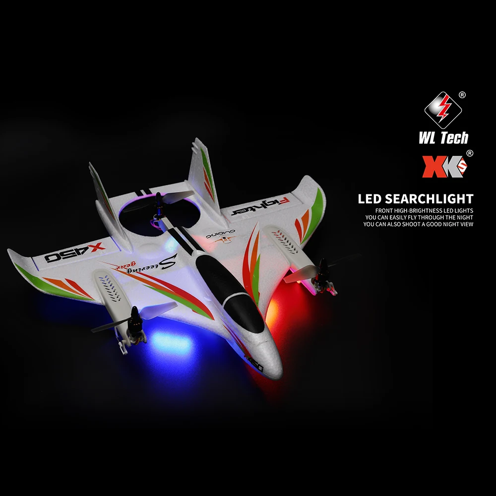 WLtoys XK X450 2,4G 6CH 3D 6G RC самолет бесщеточный вертикальный взлет с светодиодный светильник RC планер фиксированное крыло RC самолет RTF RC игрушки