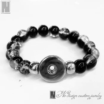 

No Design Jewelry new crystal Snap Bracelet&Bangles manual beads Ice crack style Bracelet Fit 18mm Charm Button Snaps Jewelry