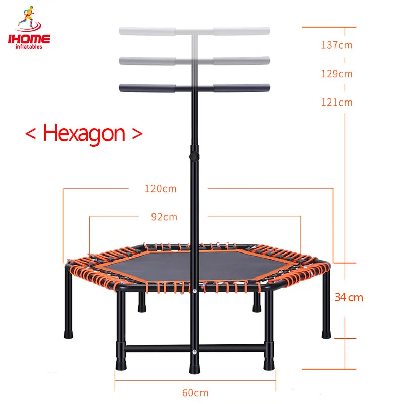 Четырехместный складные батуты 48 дюймов Крытый Тренажерный Зал восьмиугольный батут для взрослых детей прыгать Спорт с регулируемым поручнем - Цвет: Hexagon