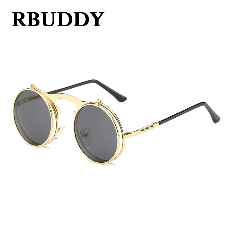 Rbuddy круглые очки мужские очки мужские круглые солнцезащитные очки открыт пара панк металл солнцезащитные очки круг женщин люнет De Soleil - Цвет линз: R8