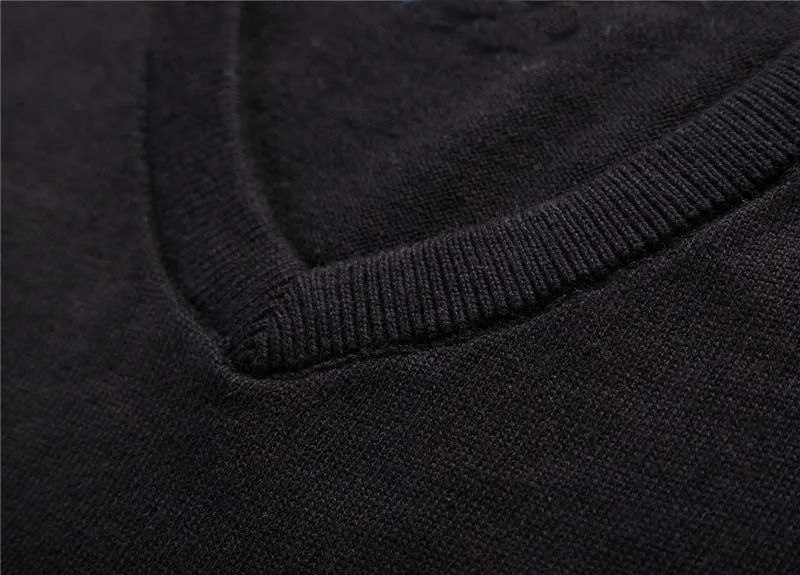 Men's sweater 2019 autumn winter pure cotton embroidery logo wool pullover plus size business casual V collar top