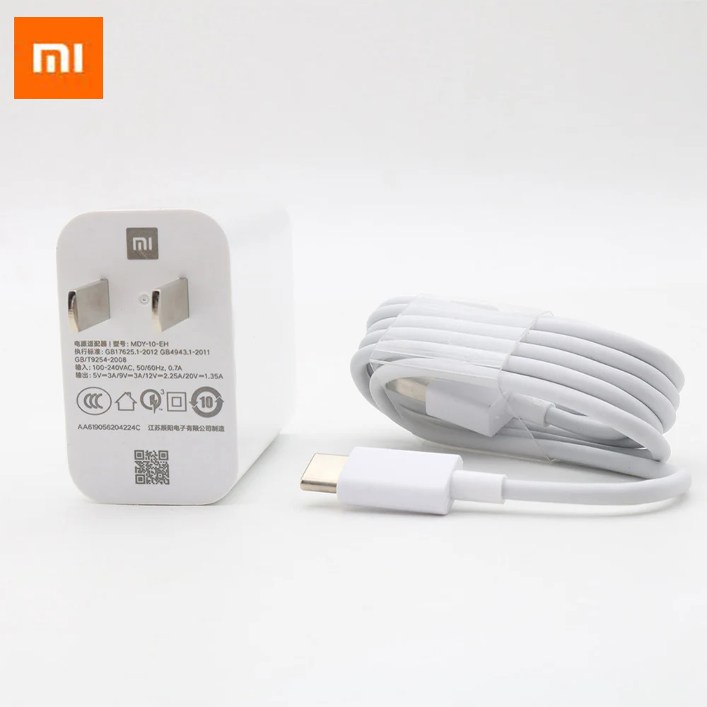 

Original For Xiaomi mi 9 Charger 27W QC4.0 Quick Adapter Type-C Cable For Mi 8 Lite 8se 9se Pocophone f1 Max Mix 3 Redmi note 7
