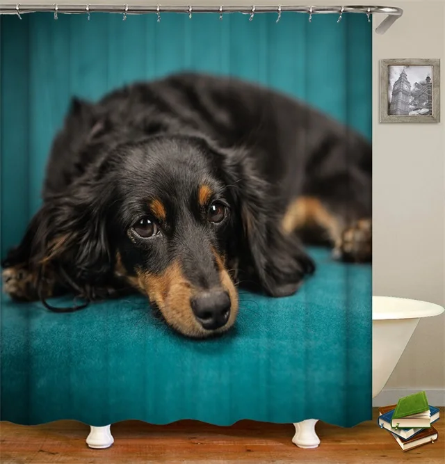 OLOEY 3d печать занавески для душа щенок собака шторы для животных водостойкий материал для ванной занавески для ванной подгонянный размер - Цвет: cx73