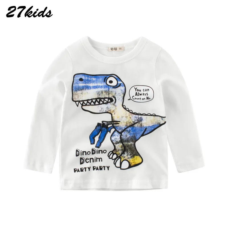 

27kids Boys Tops and Tees for Kids Long Sleeve T Shirts Autumn Children Top Clothes 2-9Years Child Clothing Dinosaur Print