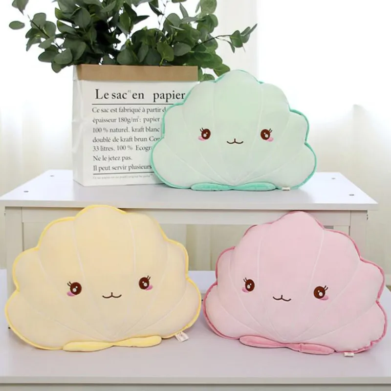 

Cotton Stuffed Shell Pillow Baby Soothing Sleeping Pillow Cute Pink Yellow Soft Cloud Shaped Cushion Plush Toy for Children