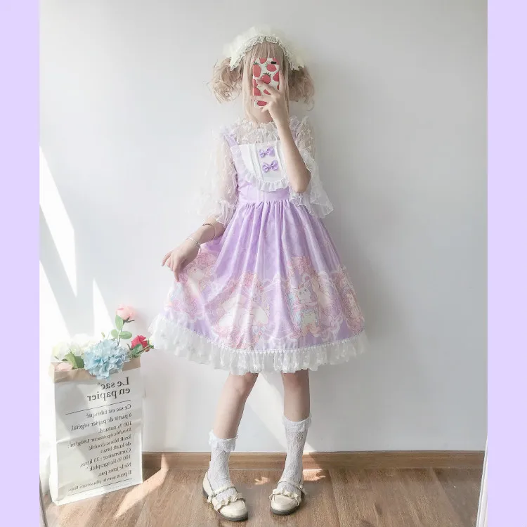 Cosplay&ware Kawaii Clothing Japanese Fashion Lolita Jsk Dress Women Summer Cute Bow Cat Strap Gothic Tea Party Sweet -Zentai shop online HTB1JzCCdUGF3KVjSZFvq6z nXXae.jpg