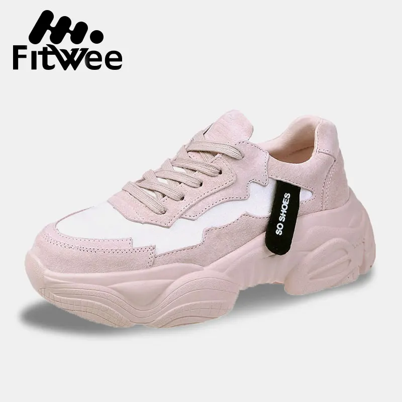 

FitWee Women Sneakers Young Ladies Candy Colors Fashion Daily Running Shoes Women Thick Bottom Walking Sneakers Size 35-39