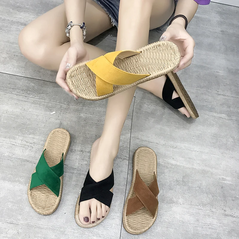 

HEE GRAND Slippers Summer Shoes Woman Sildes Slip On Casual Flat Sandals Soft Bottom Female Shoes Fashion Summer Shoes XWT1742
