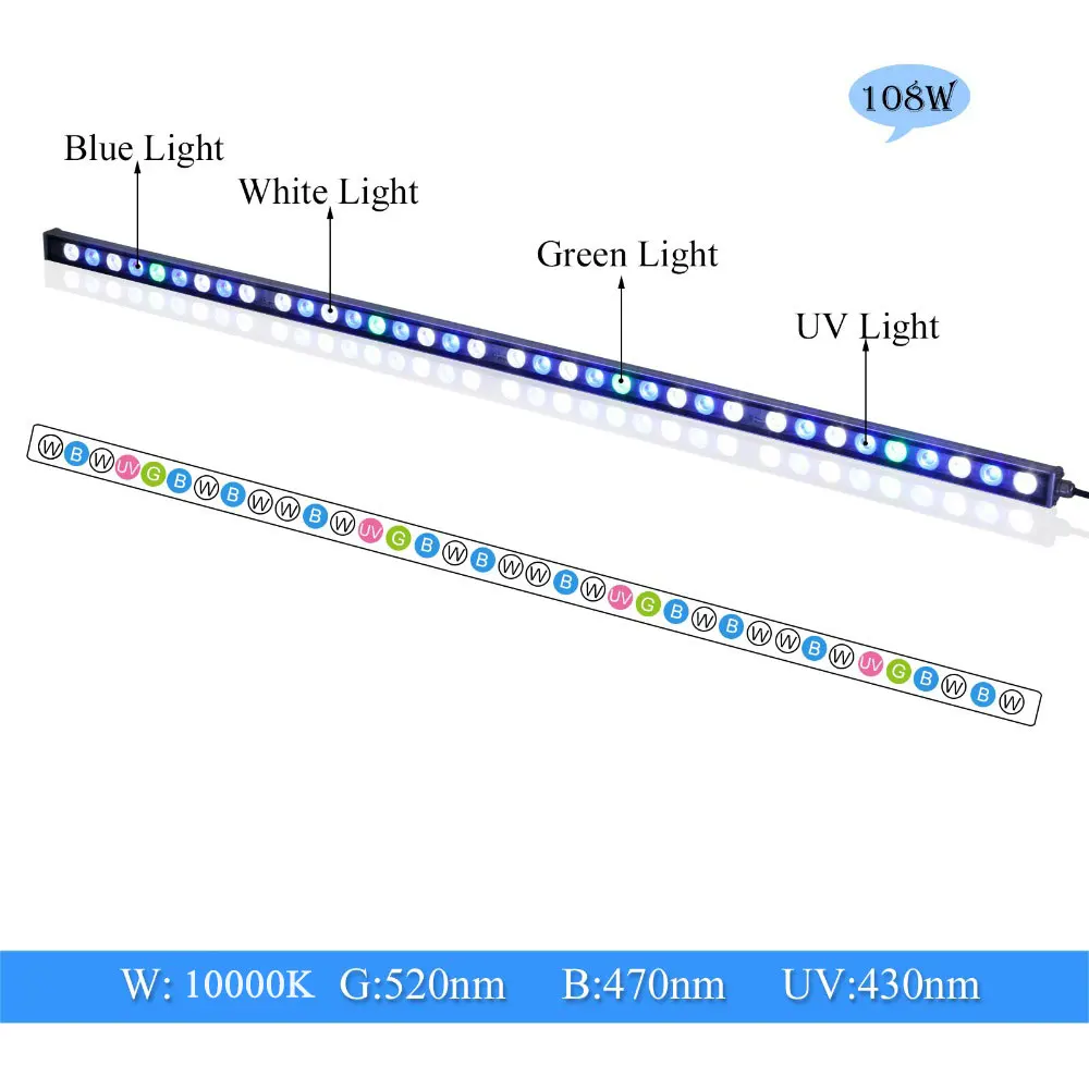 54 Вт/81 Вт/108 Вт Светодиодный светильник Водонепроницаемая IP65 Светодиодный светильник для аквариума для роста коралловых рифов лампа для аквариума светодиодный светильник ing для дома
