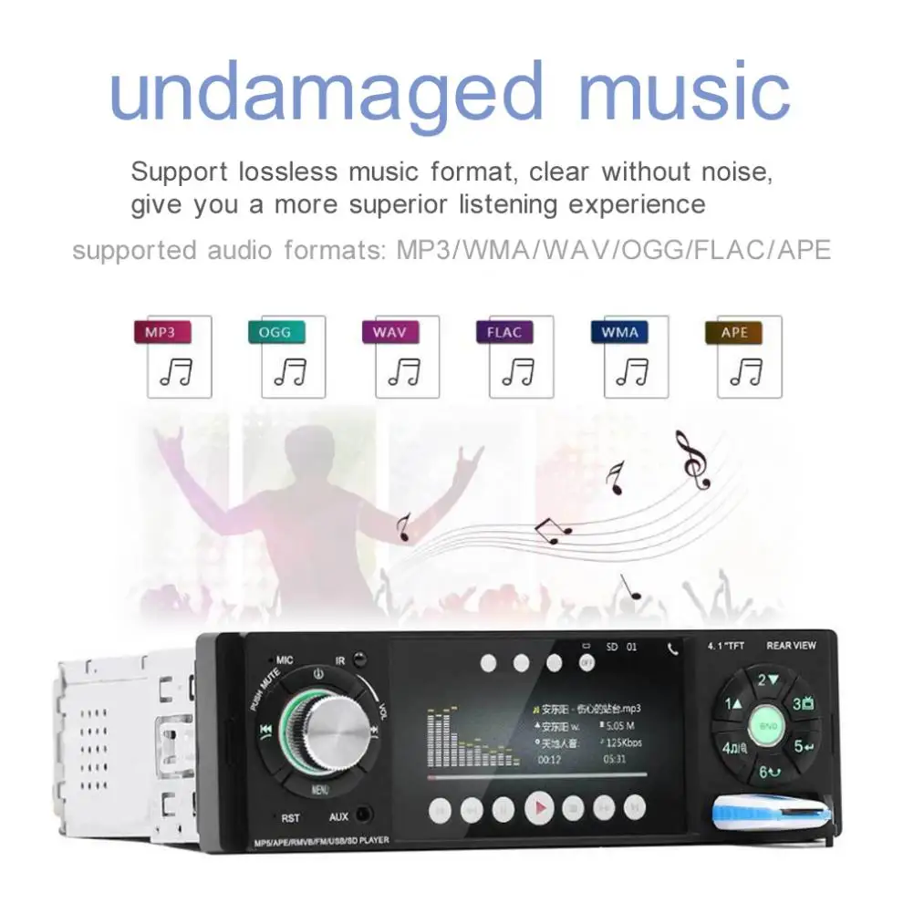 4 1 дюймов 12 в Din HD Авто стерео радио Bluetooth MP3 MP5 плеер Поддержка USB FM TF AUX с пультом