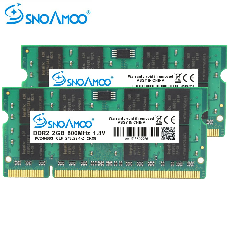 SNOAMOO ноутбук RAMs DDR2 2x2GB 667MHz PC2-5300S CL5 800MHz PC2-6400S CL6 S0 DIMM 1G память ноутбука пожизненная Гарантия