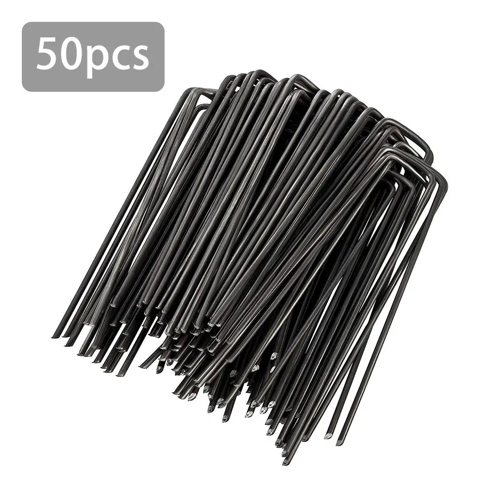 

50pcs U-shaped Multipurpose Steel Garden Fixing Nails Fixing Turf Tool For Weed Fabrics Landscape Flooring Wool Anti-bird Mesh