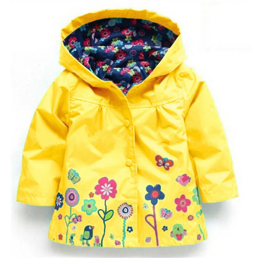 

2019 Girls Jackets Children Hooded Outerwear Baby Coats Casual Windbreaker For Girls Waterproof Raincoat 18M 2-6T Kids Clothes