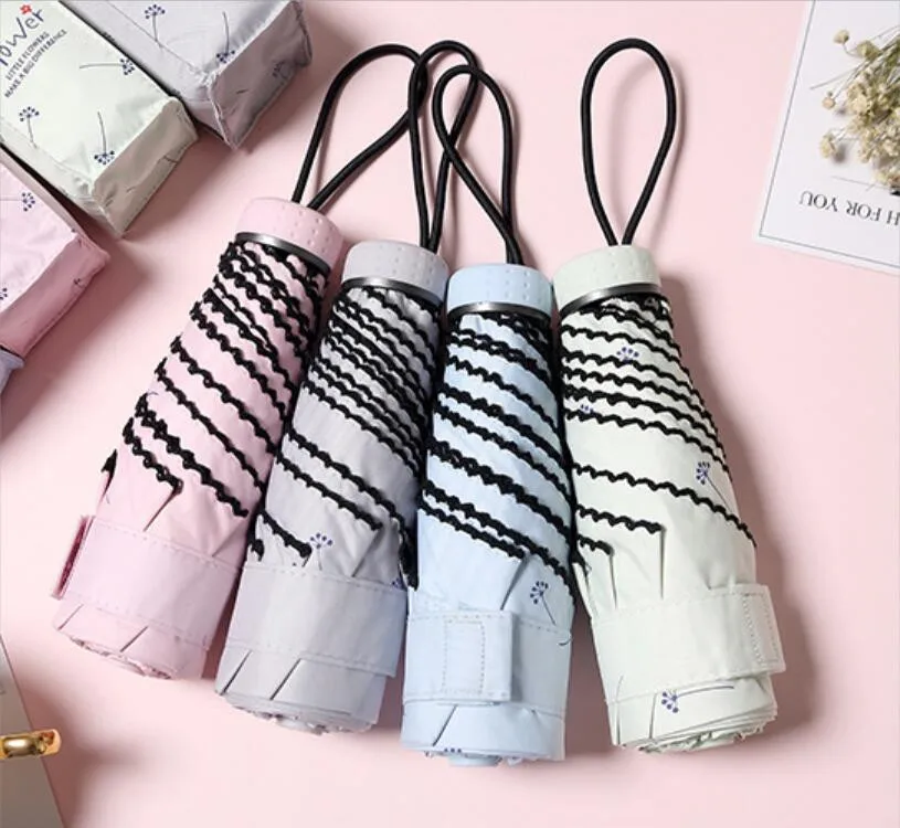 2.Umbrella Rain Women Folding Umbrellas Female Sunny Parasol Lovely Mini Pocket Umbrella Girls Travel Waterproof