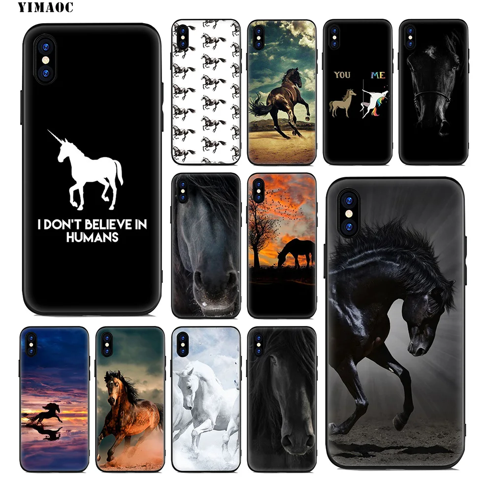 YIMAOC Horse Running Art Soft Silicone Case for iPhone 11 Pro Xr Xs Max X or 10 8 7 6 6S Plus 5 5S SE Cover |