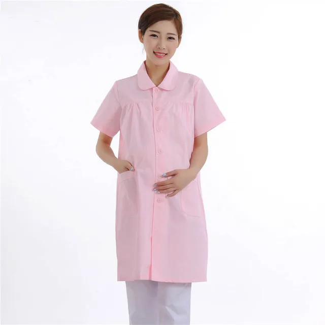 White Short Sleeved Summer Nurse Suit Maternity Medical Dress Pregnant