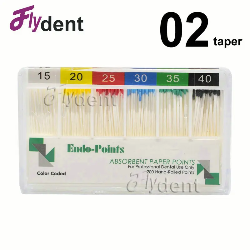 

0.02 taper Absorbent Paper Points 200pcs/Pack Dental Root Cancel Cotton Fiber Tips Dentist Product Superior Quanlity #15-#40