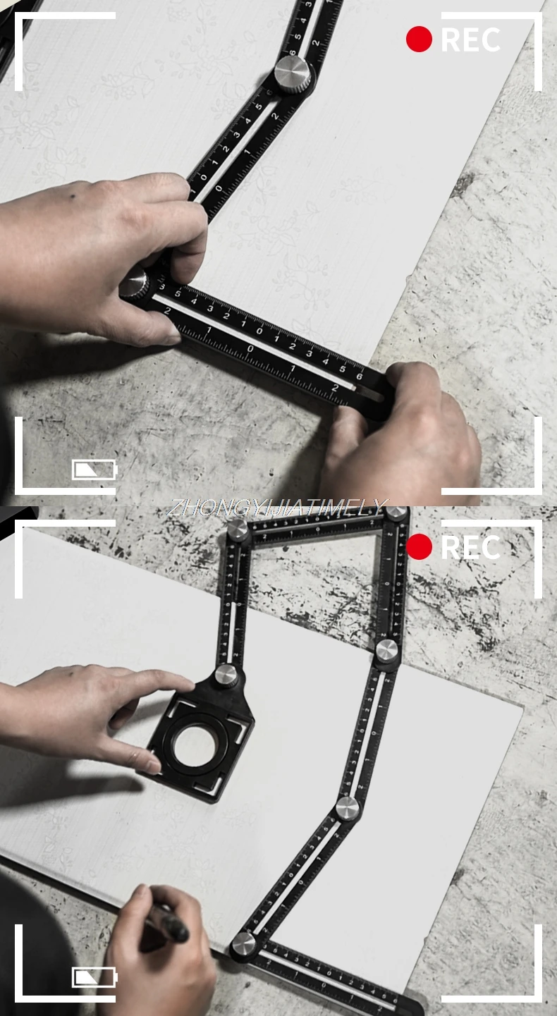 

Six folding rule, ceramic tile aperture locator, universal multifunction punch, ceramic tile hexagonal auxiliary tool