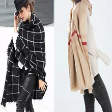 Cashmere Blanket Scarf for Women warm shawls and scarves and stoles female knitted pashmina designer brand
