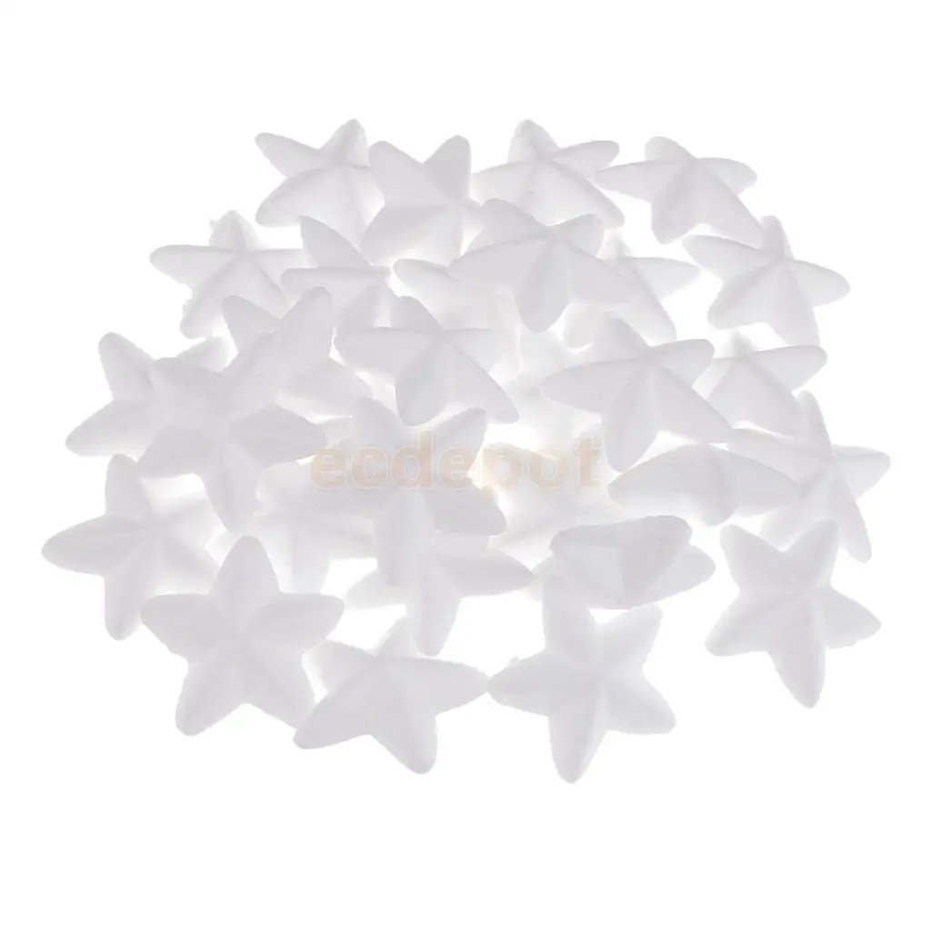 30 Pieces Star Shape Polystyrene Styrofoam Foam for Model Making DIY Christmas Ornament Decorations Modeling Craft 5cm
