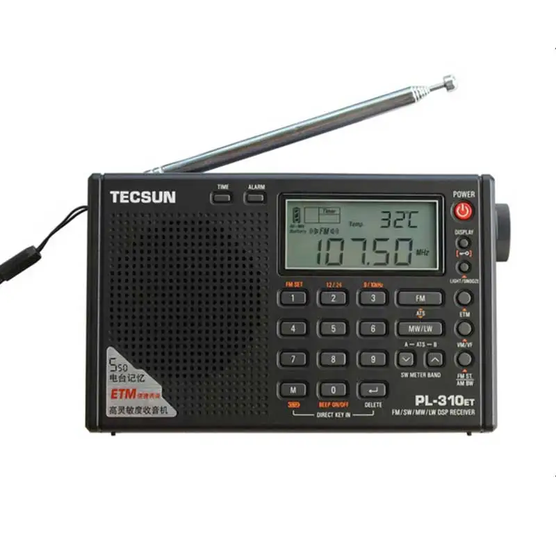 

TECSUN PL-310ET World Full Band Shortwave RADIO FM AM MW SW LW DSP Receiver Digital Demodulation Stereo Portable Radio Clock